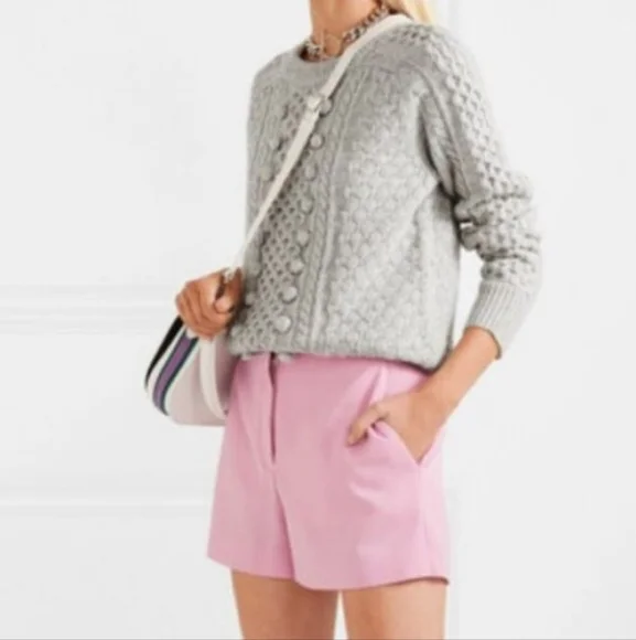 J. Crew Popcorn cable knit gray sweater Crew & Scoop Necks